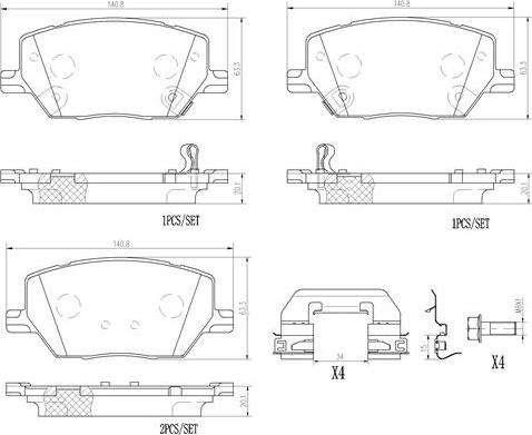 Brembo P23164N - Kit de plaquettes de frein, frein à disque cwaw.fr