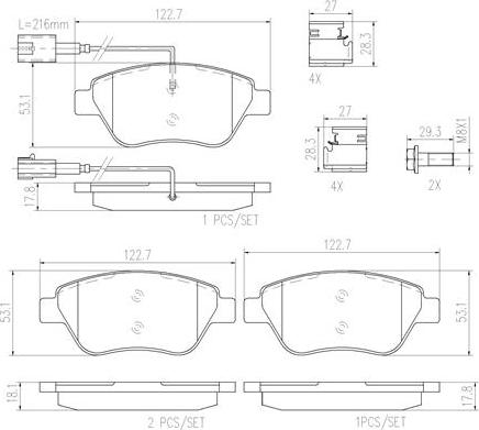 Brembo P23108N - Kit de plaquettes de frein, frein à disque cwaw.fr