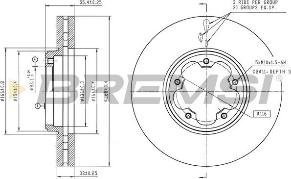 Bremsi CD9059V - Disque de frein cwaw.fr