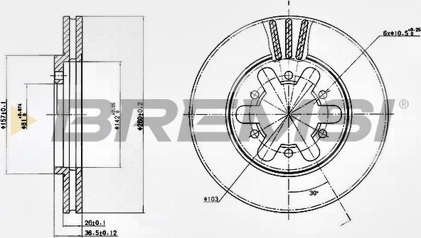 Bremsi CD6443V - Disque de frein cwaw.fr