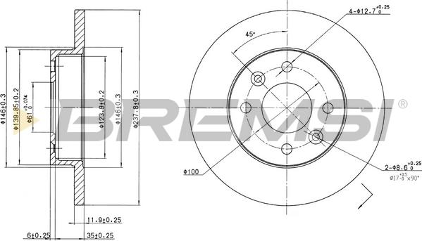 Bremsi CD6055S - Disque de frein cwaw.fr