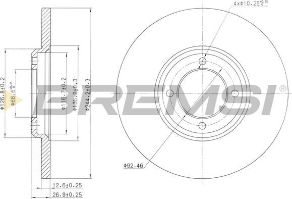 Bremsi CD6023S - Disque de frein cwaw.fr