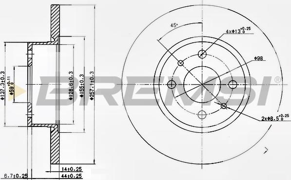 Bremsi CD6129S - Disque de frein cwaw.fr