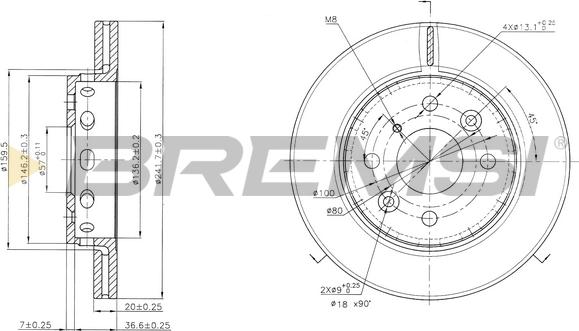 Bremsi CD6854V - Disque de frein cwaw.fr