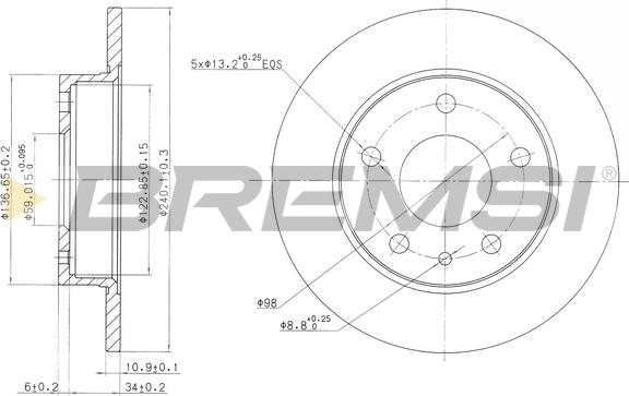 Bremsi CD6818S - Disque de frein cwaw.fr