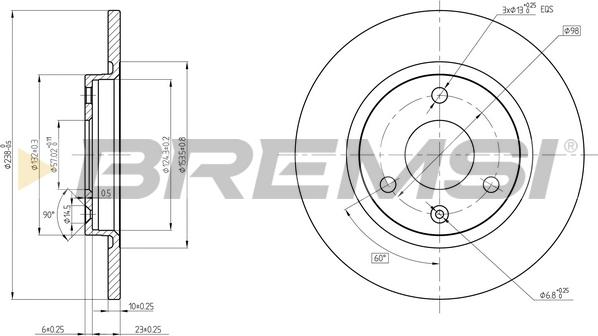 Bremsi CD6335S - Disque de frein cwaw.fr