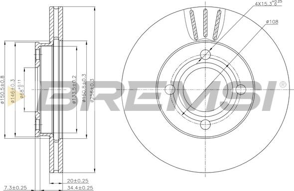 Bremsi CD6256V - Disque de frein cwaw.fr