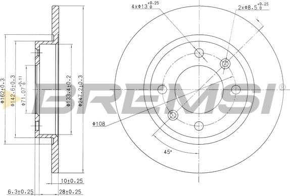 Bremsi CD6238S - Disque de frein cwaw.fr