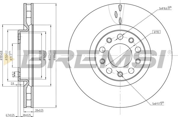 Bremsi CD8555V - Disque de frein cwaw.fr