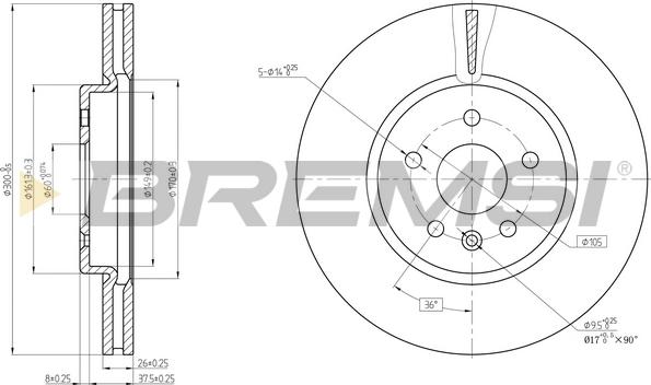 Bremsi CD8684V - Disque de frein cwaw.fr