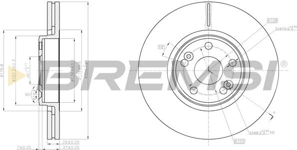 Bremsi CD8152V - Disque de frein cwaw.fr