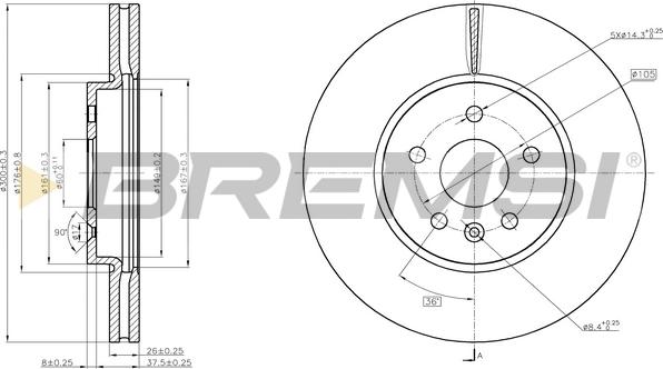 Bremsi CD8385V - Disque de frein cwaw.fr