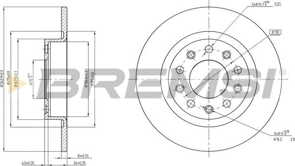 Bremsi CD8333S - Disque de frein cwaw.fr