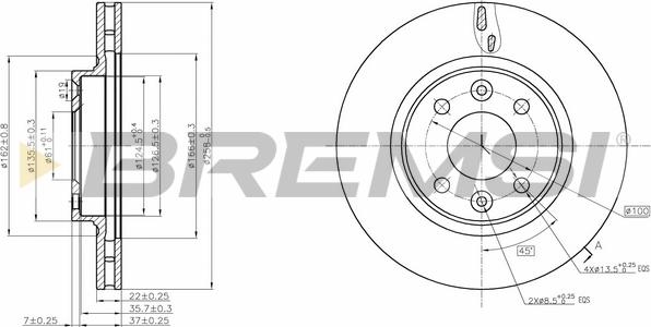 Bremsi CD8327V - Disque de frein cwaw.fr