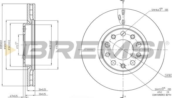 Bremsi CD7956V - Disque de frein cwaw.fr