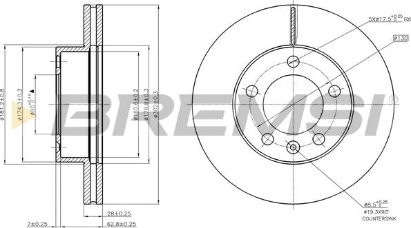 Bremsi CD7974V - Disque de frein cwaw.fr