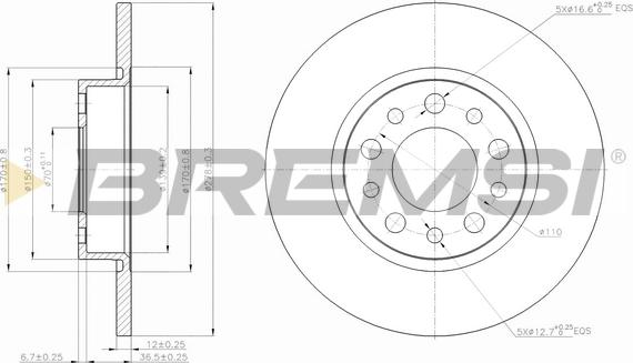 Bremsi CD7452S - Disque de frein cwaw.fr