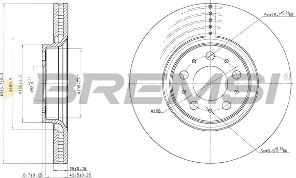 Bremsi CD7426V - Disque de frein cwaw.fr