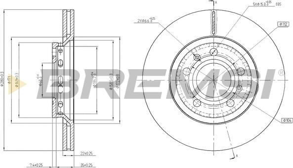 Bremsi CD7526V - Disque de frein cwaw.fr