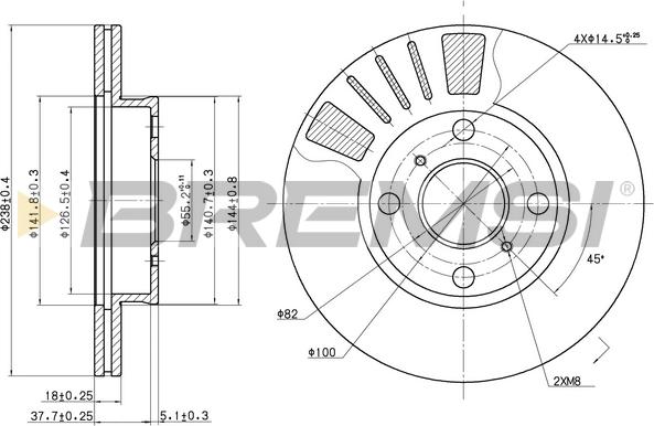 Bremsi CD7094V - Disque de frein cwaw.fr