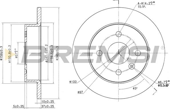 Bremsi CD7043S - Disque de frein cwaw.fr