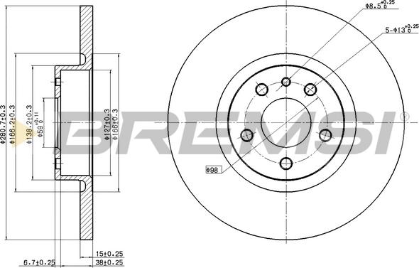 Bremsi CD7057S - Disque de frein cwaw.fr