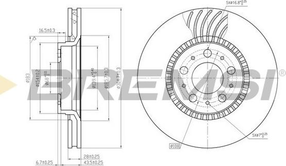 Bremsi CD7078V - Disque de frein cwaw.fr