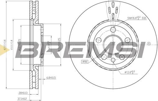 Bremsi CD7165V - Disque de frein cwaw.fr