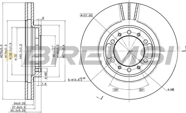 Bremsi CD7109V - Disque de frein cwaw.fr