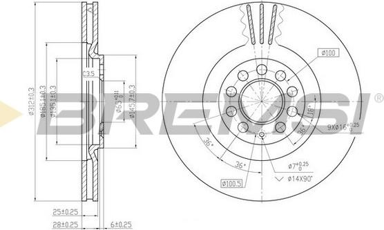 Bremsi CD7118V - Disque de frein cwaw.fr