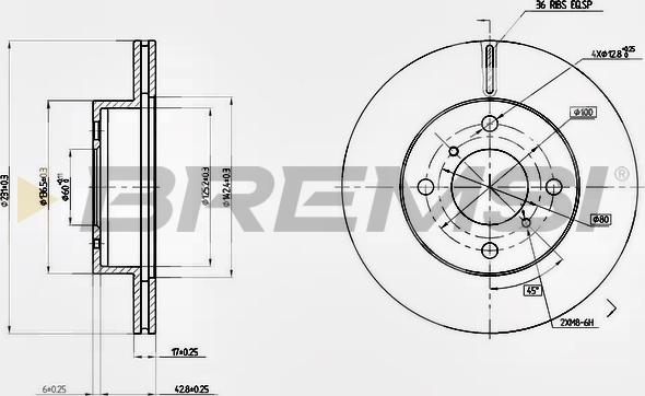 Bremsi CD7117V - Disque de frein cwaw.fr