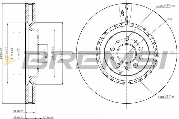 Bremsi CD7183V - Disque de frein cwaw.fr