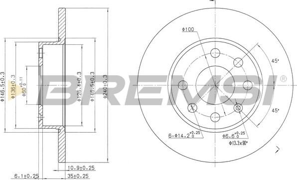 Bremsi CD7129S - Disque de frein cwaw.fr