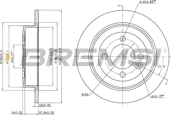 Bremsi CD7128S - Disque de frein cwaw.fr