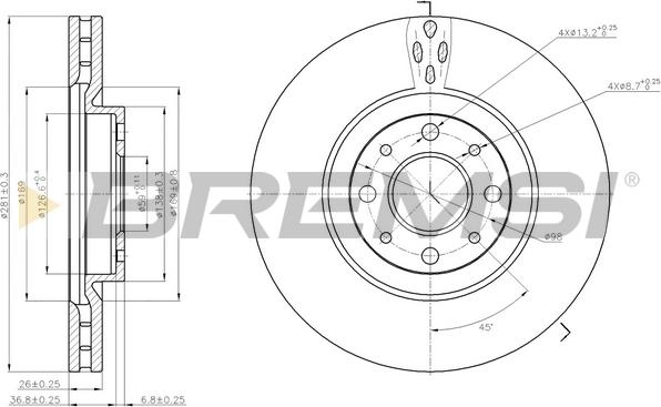 Bremsi CD7122V - Disque de frein cwaw.fr