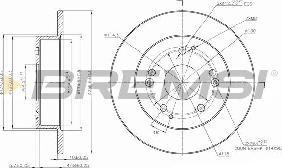 Bremsi CD7861S - Disque de frein cwaw.fr