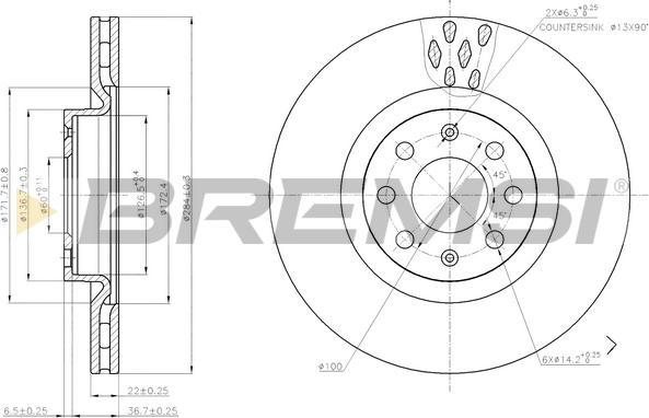 Bremsi CD7804S - Disque de frein cwaw.fr