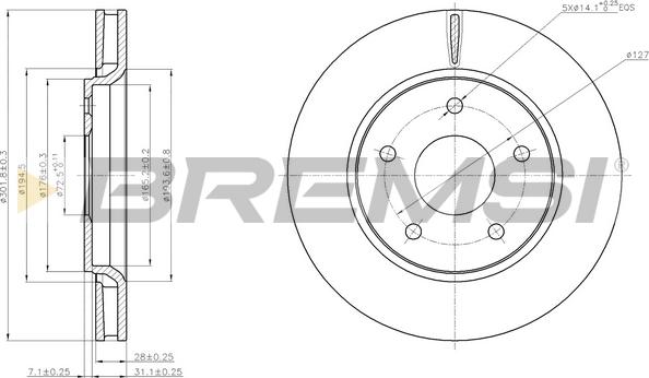 Bremsi CD7807V - Disque de frein cwaw.fr