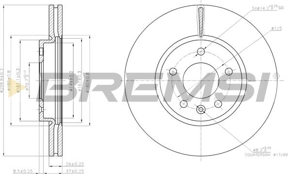 Bremsi CD7870V - Disque de frein cwaw.fr