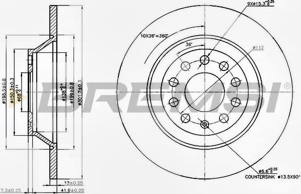 Bremsi CD7307S - Disque de frein cwaw.fr