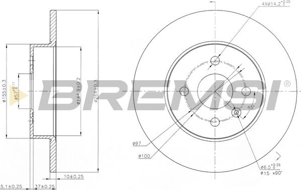 Bremsi CD7313S - Disque de frein cwaw.fr