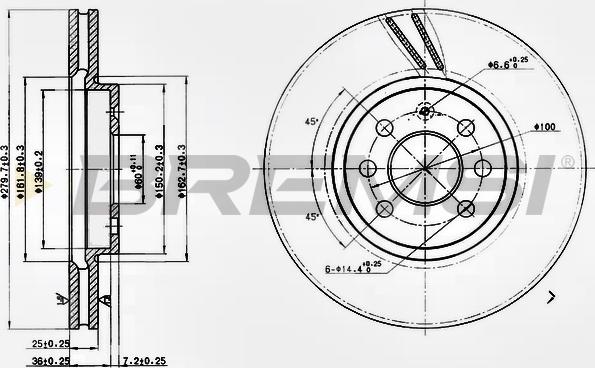 Bremsi CD7374V - Disque de frein cwaw.fr