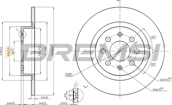 Bremsi CD7299S - Disque de frein cwaw.fr