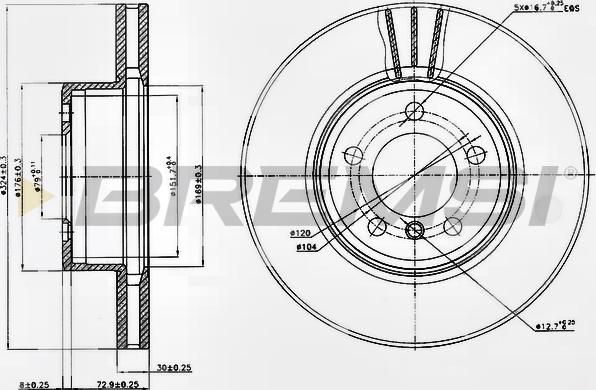 Bremsi CD7243V - Disque de frein cwaw.fr