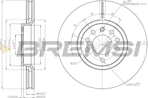 Bremsi CD7237V - Disque de frein cwaw.fr