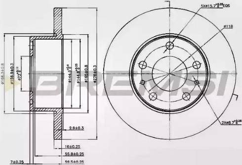 Bremsi DB0195S - Disque de frein cwaw.fr