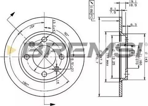 Bremsi DBA244S - Disque de frein cwaw.fr