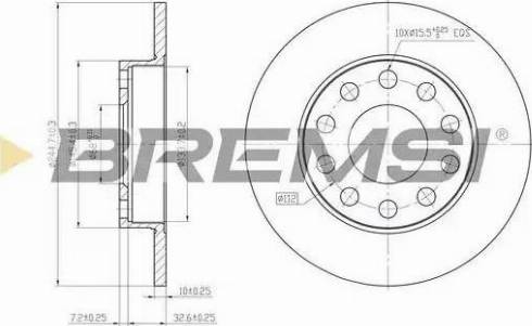 Bremsi DBB709S - Disque de frein cwaw.fr