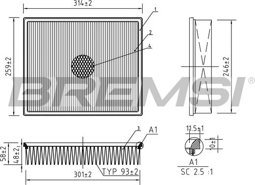 Bremsi FA1592 - Filtre à air cwaw.fr