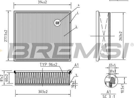 Bremsi FA1253 - Filtre à air cwaw.fr